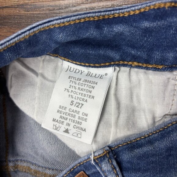 Judy Blue Super Flare Raw Hem Jeans Medium Wash JB88204 Women’s Size 5/27 - Picture 6 of 11